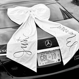 Vintage Large Cream Just Married Bow